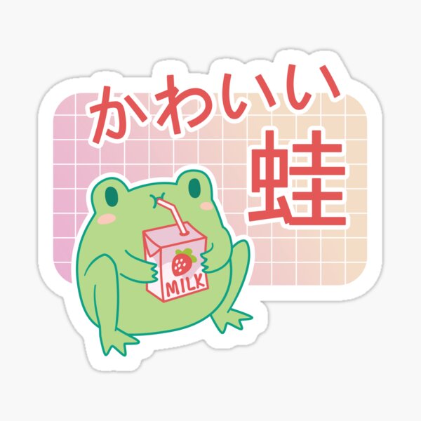 Kawaii Strawberry Milk Frog Sticker
