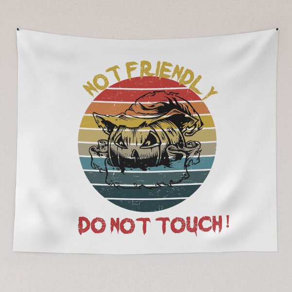 Item preview, Not Friendly Do Not Touch - Social Distancing Retro Vintage Sunset Scary Pumpkin Design Gift Idea For Halloween designed and sold by Prince - Bestseller ★★★★★.