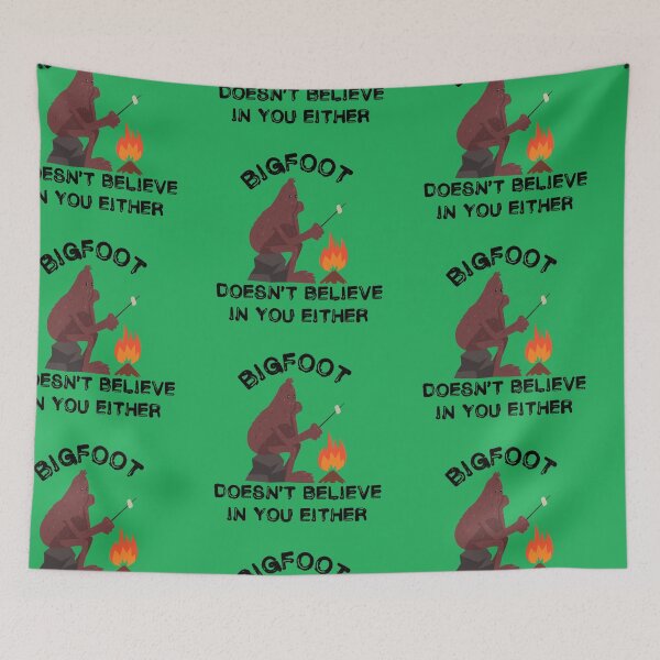 Item preview, Bigfoot Doesn't Believe In You Either Campfire In Light Green designed and sold by LuckyKermit.