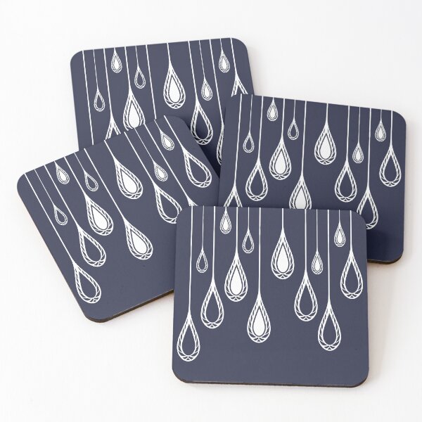Item preview, Abstract, ornamental, drops, elegant, navy blue, white designed and sold by Svitac.