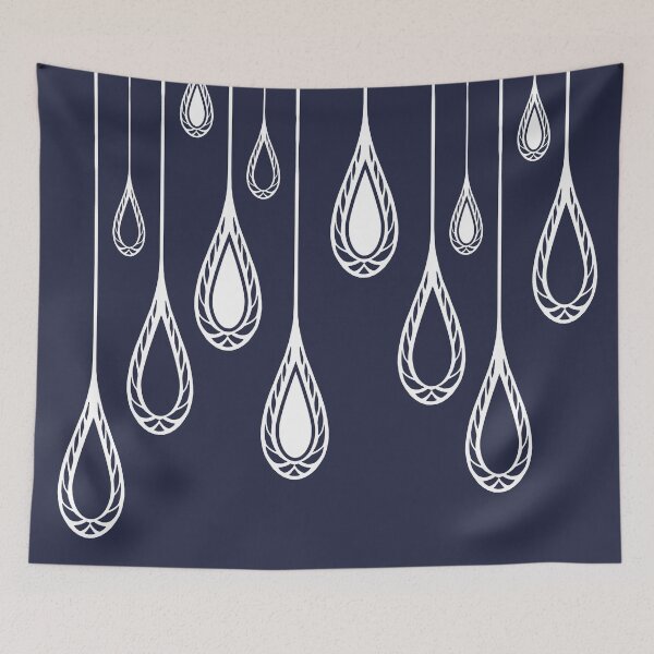 Aperçu de l'œuvre Abstract, ornamental, drops, elegant, navy blue, white créée et vendue par Svitac.