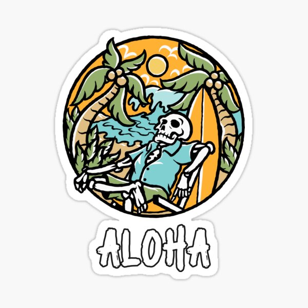 Item preview, Aloha Hawaii Relaxing Skeleton Sun Palm tree designed and sold by ComedyQuotes.