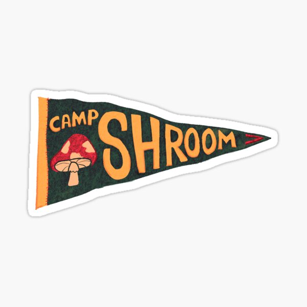 Vista previa del artículo con la obra «Banderín de campamento Shroom», diseñado y vendido por Lucie Jamais.