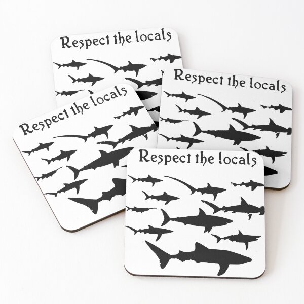 Item preview, Funny Sharks Respect Locals Surfer summer Design Happy Apparel Essential Inspiration Joy Mood Funny designed and sold by DesignByHeartUK.