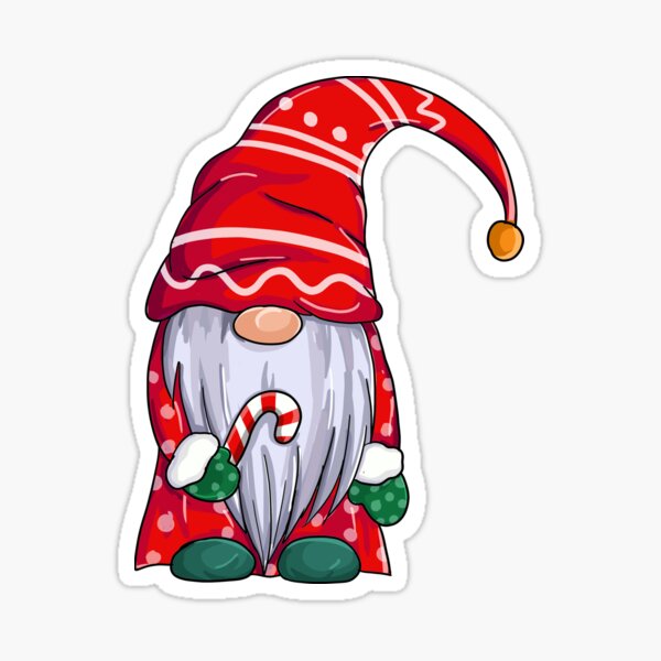  Christmas Gnome Holding Candy Cane Sticker For Sale By Teebestdesign 