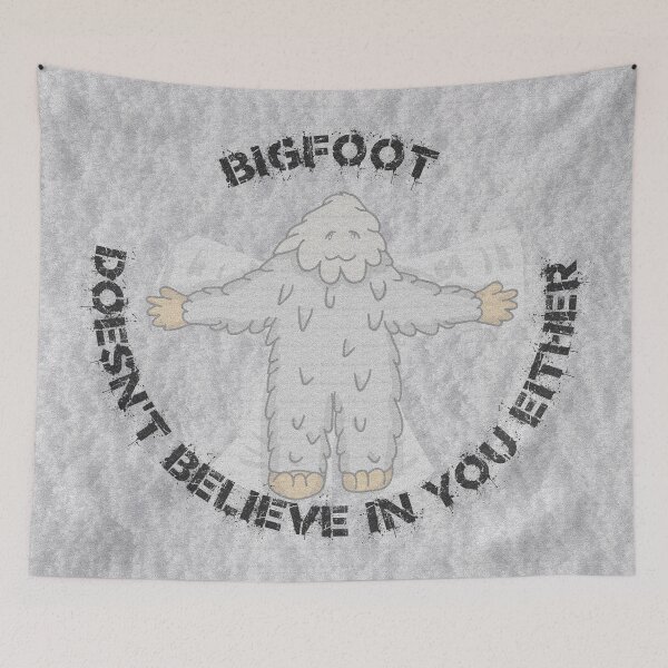 Item preview, Bigfoot Doesn't Believe In You Either Snow Angel With Texturizer Filter designed and sold by LuckyKermit.
