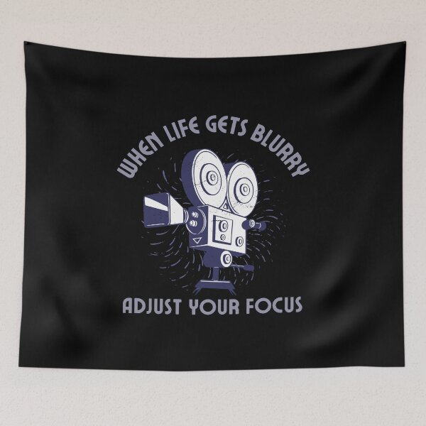 Item preview, When life gets blurry adjust your focus! Funny | witty retro vintage movie camera design! designed and sold by HROC.