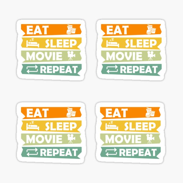 Item preview,  Eat Sleep Movie Repeat, Funny Movie Quote, Film Buff, Movie Buff Gift Idea designed and sold by DesignHouse07.