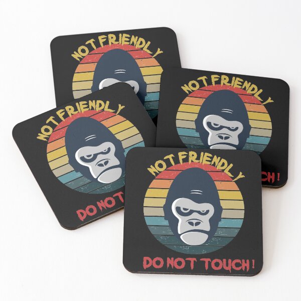 Item preview, Not Friendly Do Not Touch - Social Distancing Retro Vintage Sunset Grumpy Gorilla Golira Design Gift Idea For Halloween designed and sold by Prince - Bestseller ★★★★★.