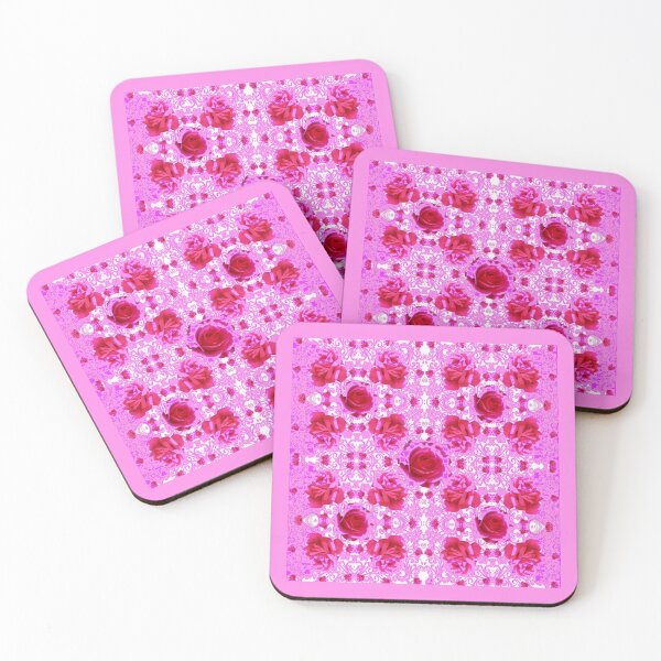 Item preview, ABSTRACT CERISE GARDEN  ROSES PATTERN WHITE ART  designed and sold by sharlesart.