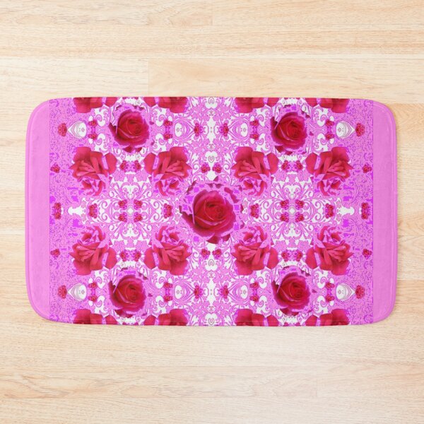Item preview, ABSTRACT CERISE GARDEN  ROSES PATTERN WHITE ART  designed and sold by sharlesart.