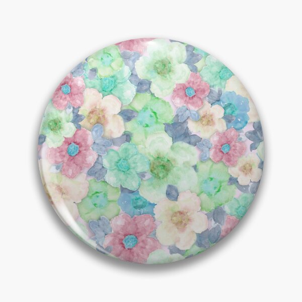 Item preview, Colorful Flowers in Green, Blue, Cream and Pink designed and sold by Kim Lewellyan.