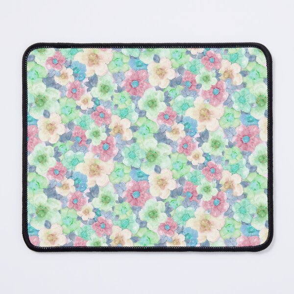 Item preview, Colorful Flowers in Green, Blue, Cream and Pink designed and sold by Kim Lewellyan.