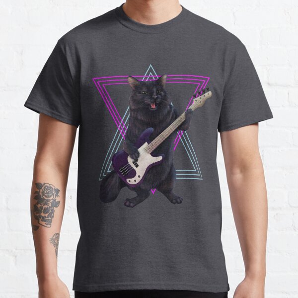 Cat playing bass guitar Classic T-Shirt