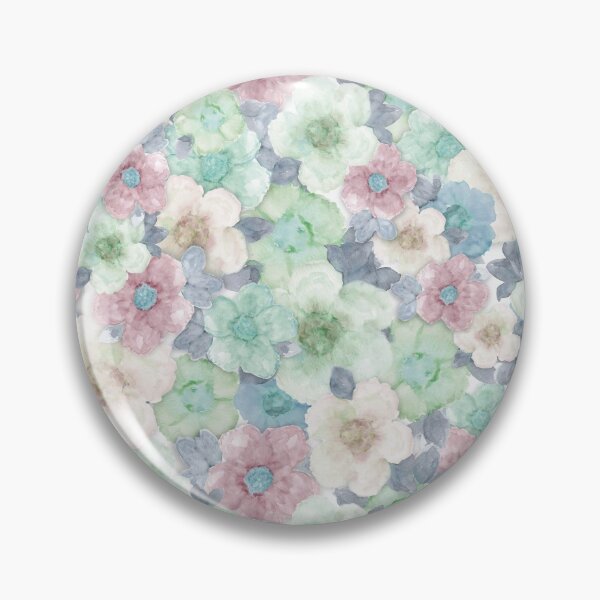Item preview, Colorful Flowers in Soft Green, Blue, Cream and Pink designed and sold by Kim Lewellyan.