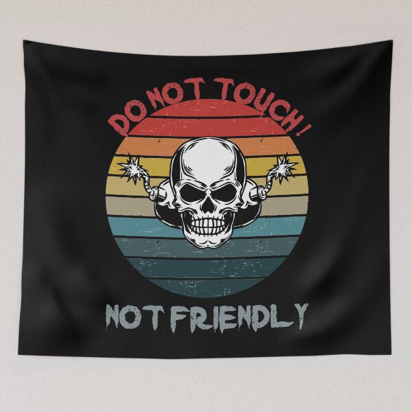 Item preview, Not Friendly Do Not Touch - Social Distancing Retro Vintage Sunset Explosive Skull Design Gift Idea For Halloween designed and sold by Prince - Bestseller ★★★★★.