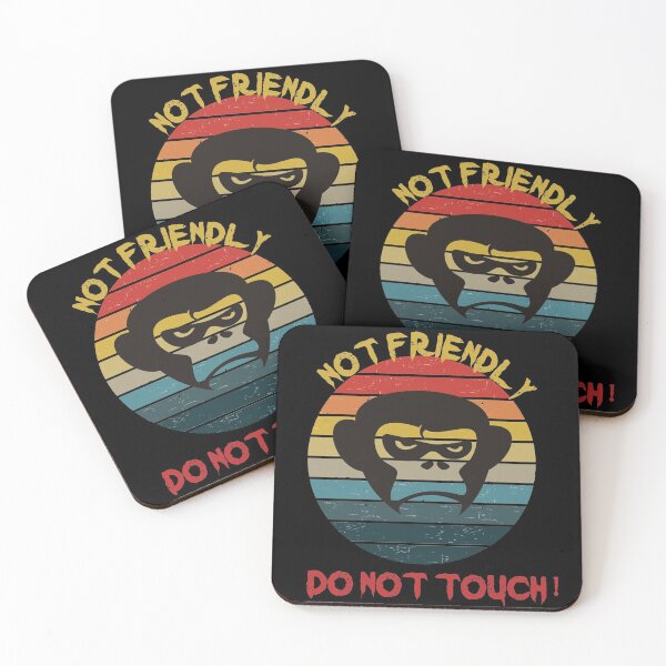 Item preview, Not Friendly Do Not Touch - Social Distancing Retro Vintage Sunset Grumpy Monkey Design Gift Idea For Halloween designed and sold by Prince - Bestseller ★★★★★.