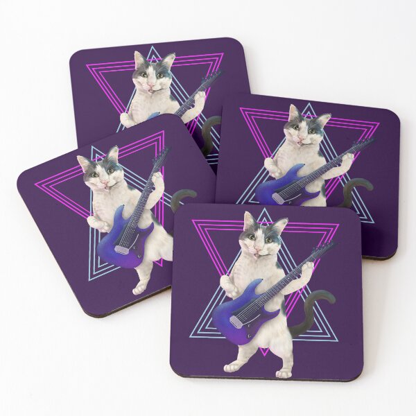 Item preview, Cat playing electric guitar designed and sold by Mehu.