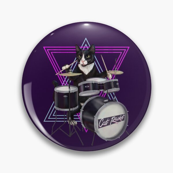Item preview, Cat playing drums designed and sold by Mehu.