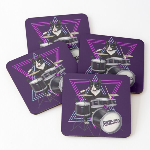 Item preview, Cat playing drums designed and sold by Mehu.