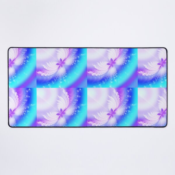 Blue and purple with butterfly Desk Mat