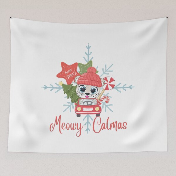 Item preview, Meowy Catmas, Cute Christmas Cat Lover Print designed and sold by Auntieck.