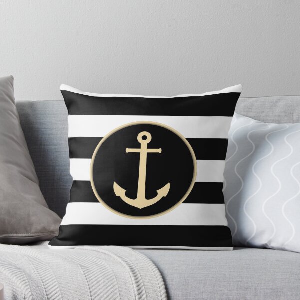 Item preview, Anchor On Black And White Stripes designed and sold by rewstudio.