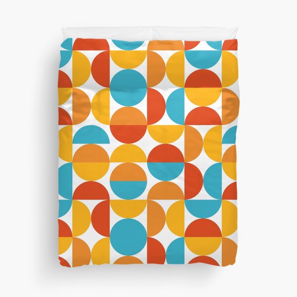 Item preview, Midcentury Modern geometric art - Red orange and blue designed and sold by TalBright.