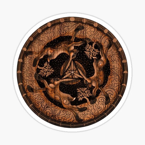 Hare Trinity Moon Phases Celtic Tree of Life Sticker
