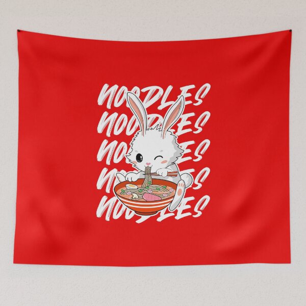 Item preview, Kawaii Bunny Eating Ramen  designed and sold by zorrorojo.