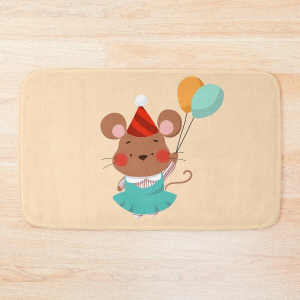 Item preview, Kawaii Festive Mouse wearing a party hat with balloons designed and sold by citrusapple.