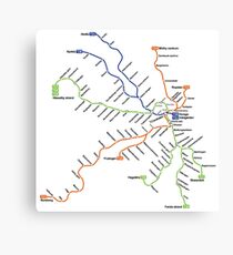 Geographically accurate subway map of Stockholm Canvas Print