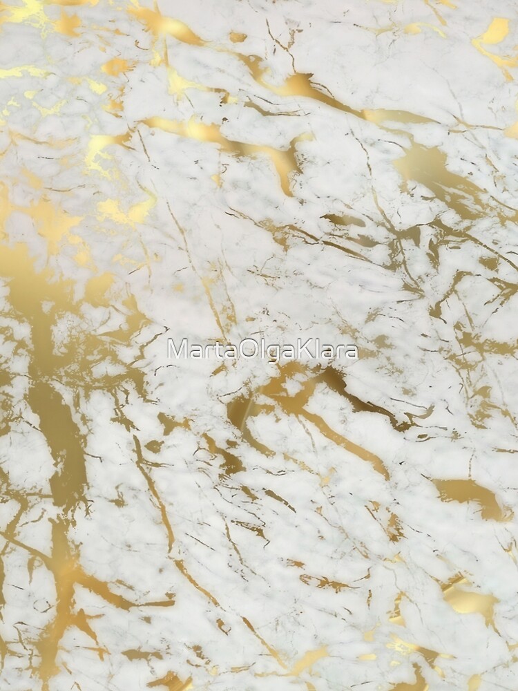 Gold marble on white (original height quality print) by MartaOlgaKlara