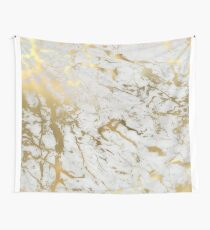 Gold marble on white (original height quality print) Wall Tapestry