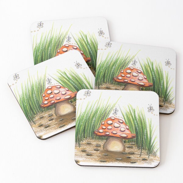 Item preview, Red Spotted Mushroom in the Grass designed and sold by NalinneJonesArt.