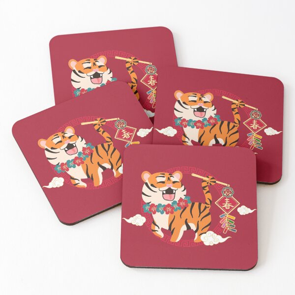 Item preview, Cute Chinese New Year Tiger with Firecrackers 2022 designed and sold by Lulupainting.