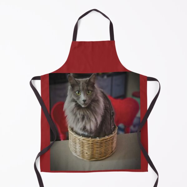 Item preview, Grey green eyed cat in a basket designed and sold by PandLcreations.