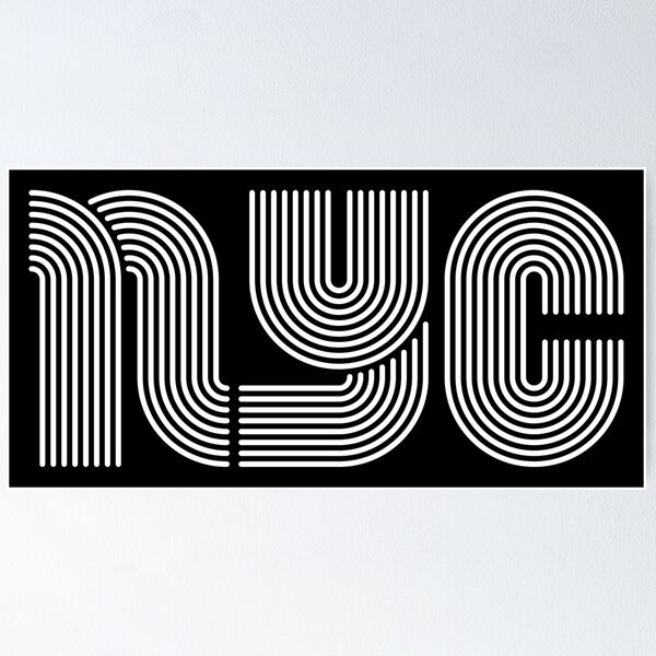 NYC White on Black Poster