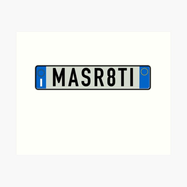 Item preview, MASR8TI Italian license plate euro style Maserati  designed and sold by VacationCity.