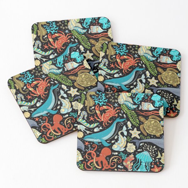 Item preview, Abstract Marine Life On Black designed and sold by JaskolArt.