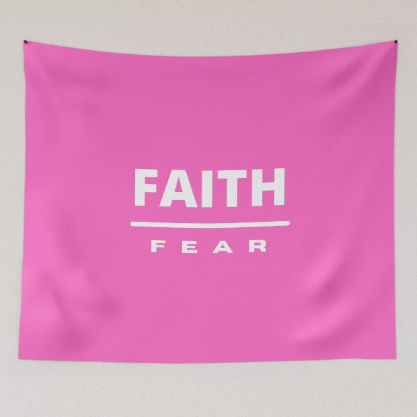 Item preview, Faith Over Fear | White on Pink designed and sold by WordsToArt.