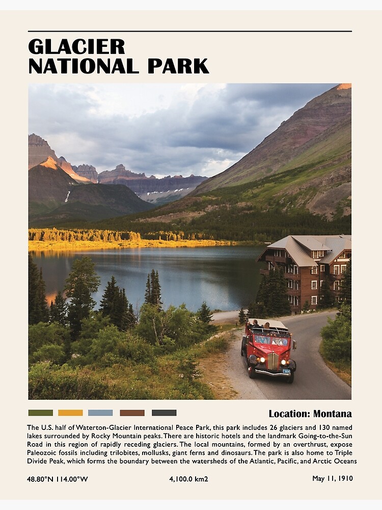 Disover Glacier National Park Premium Matte Vertical Poster
