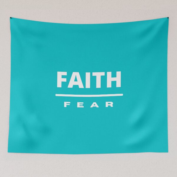 Item preview, Faith Over Fear | White on Teal designed and sold by WordsToArt.