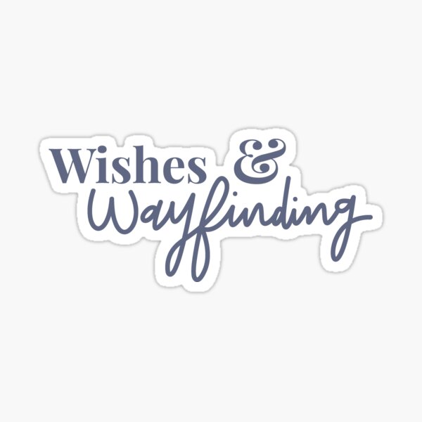 Wishes and Wayfinding Blue Gray Logo Sticker