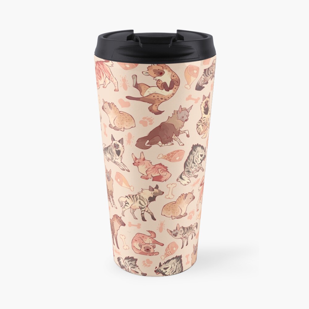 Hyenas in creamy orange Travel Coffee Mug
