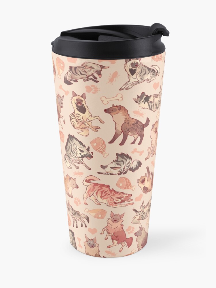 Alternate view of Hyenas in creamy orange Travel Coffee Mug