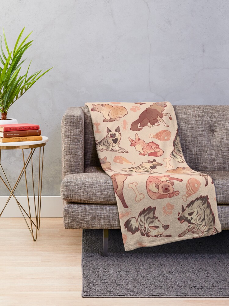 Alternate view of Hyenas in creamy orange Throw Blanket