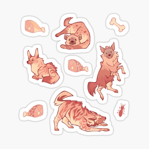 Hyenas in creamy orange Sticker