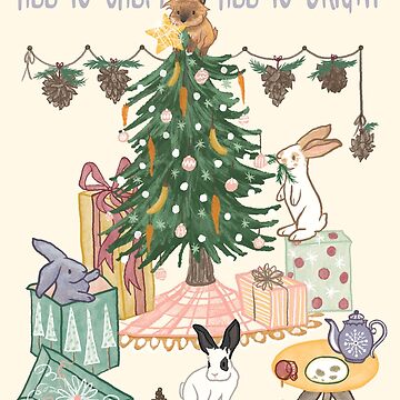 Artwork thumbnail, All is Calm All is Bright Funny Christmas Bunny Rabbits by tinaschofield
