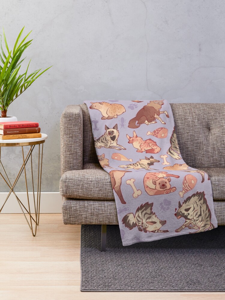 Alternate view of Hyenas in lavender Throw Blanket